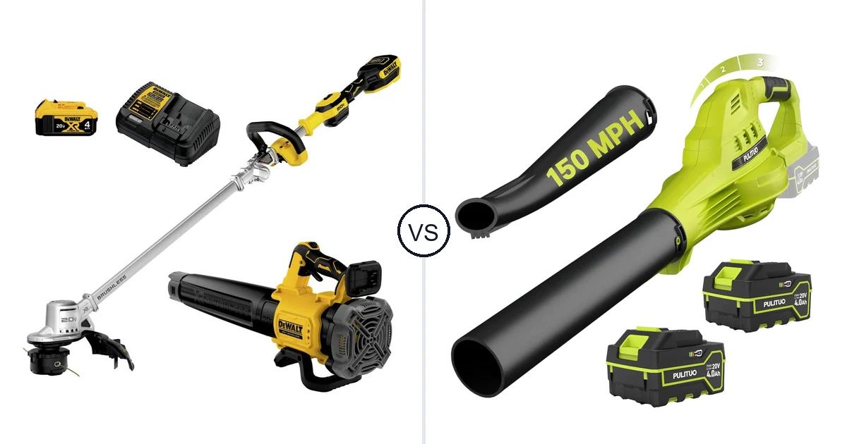 Comparison of DEWALT DCKO222M1 and PULITUO Updated 4.0 Batteries, Green