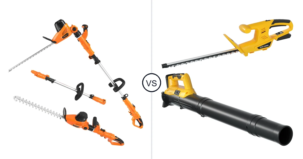 Comparison of GARCARE 2 in 1 Electric Pole Hedge and Houselife Cordless Hedge Trimmer and Leaf Blower
