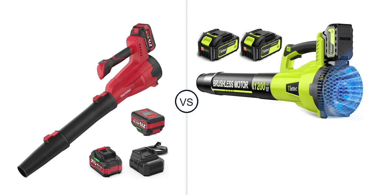 Garriotec Leaf Blower Cordless vs Tietoc 1200W: Best Leaf Blower