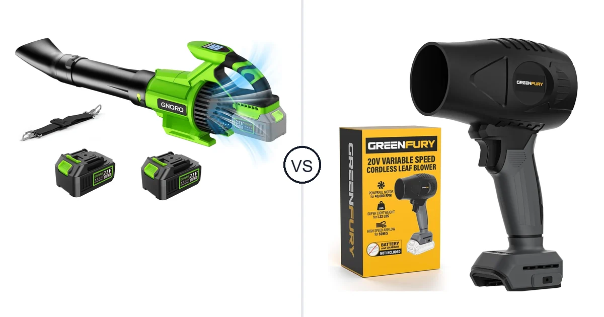 Comparison of GNQRQ CLB-001 and GREENFURY Cordless Leaf Blower Compatible
