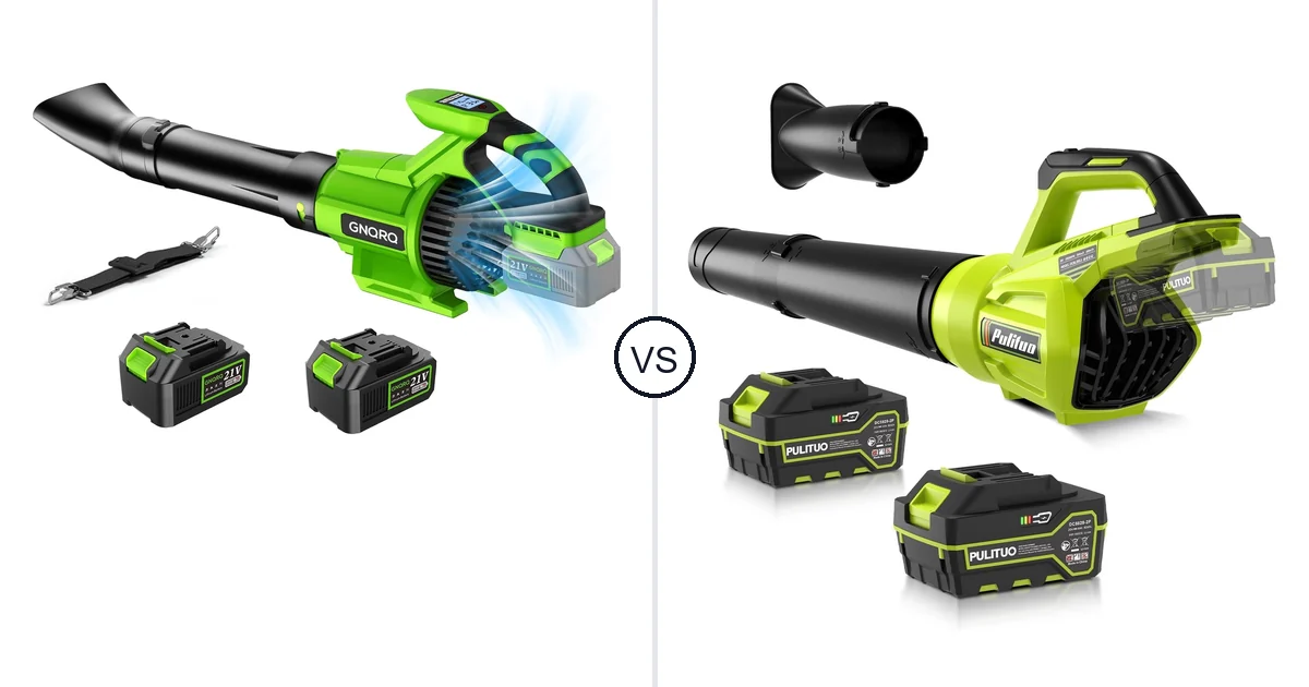 Comparison of GNQRQ CLB-001 and PULITUO Leaf Blower Cordless