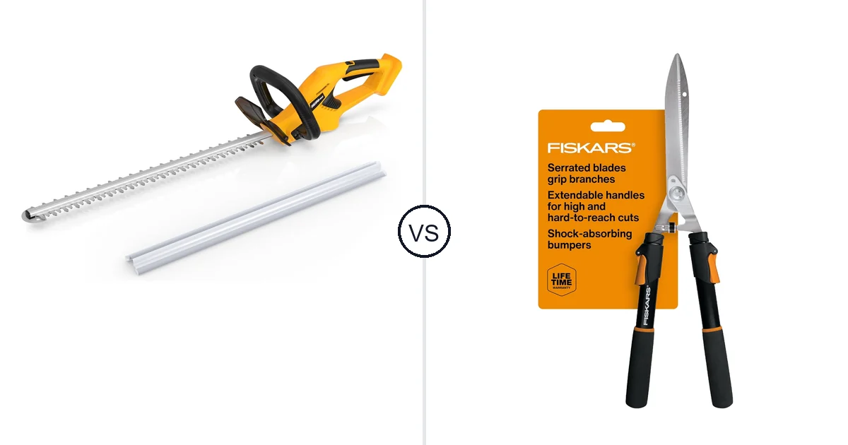 Comparison of HEINPRO Cordless Hedge Trimmer 22-Inch Compatible and Fiskars Extendable Power-Lever with 10" Blades