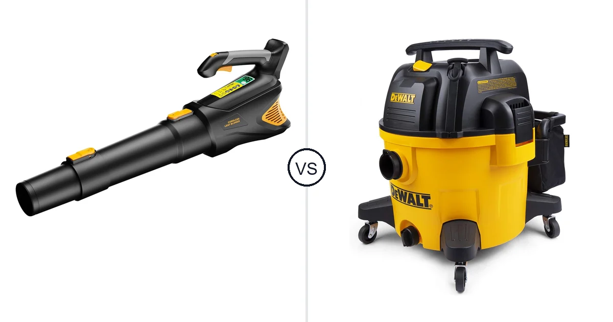 Comparison of HEINPRO Cordless Leaf Blower 500CFM Compatible and DEWALT 9 Gallon Wet/Dry VAC