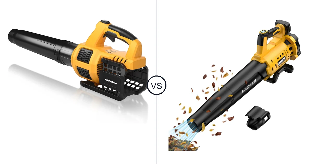Comparison of HEINPRO Cordless Leaf Blower Compatible and Aenkuto Cordless Leaf Blower for DEWALT 20V