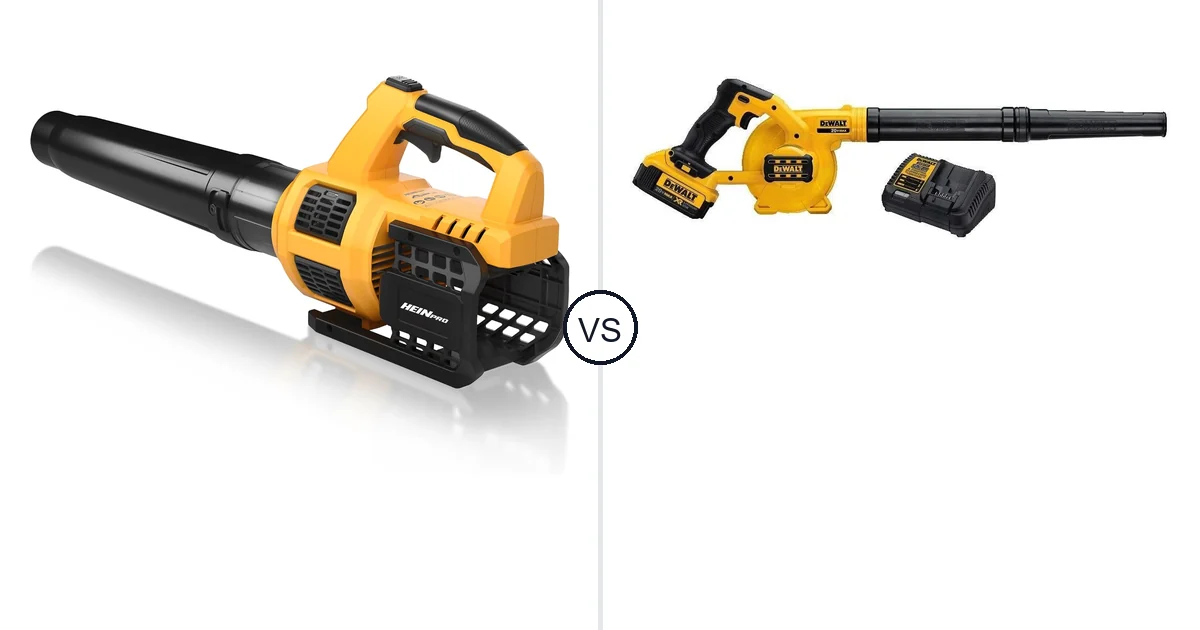 Comparison of HEINPRO Cordless Leaf Blower Compatible and DEWALT DCE100M1