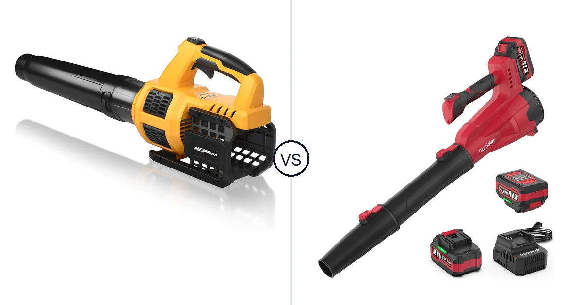Comparison of HEINPRO Cordless Leaf Blower Compatible and Garriotec Leaf Blower Cordless