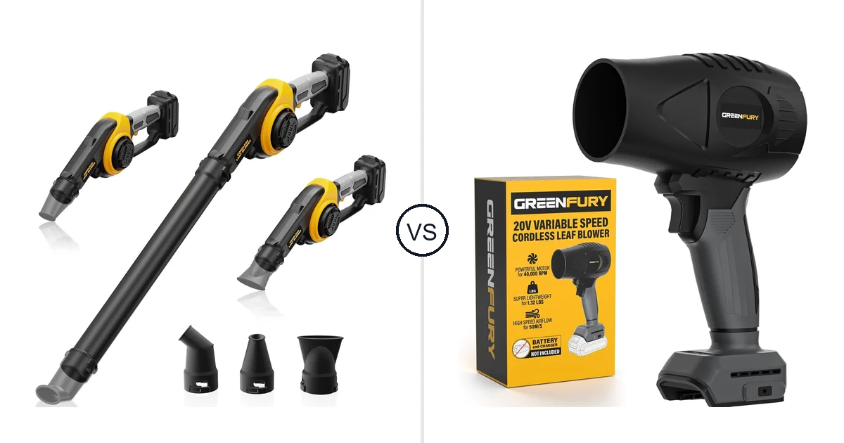 Comparison of HEINPRO Cordless Leaf Blower Compatible and GREENFURY Cordless Leaf Blower Compatible