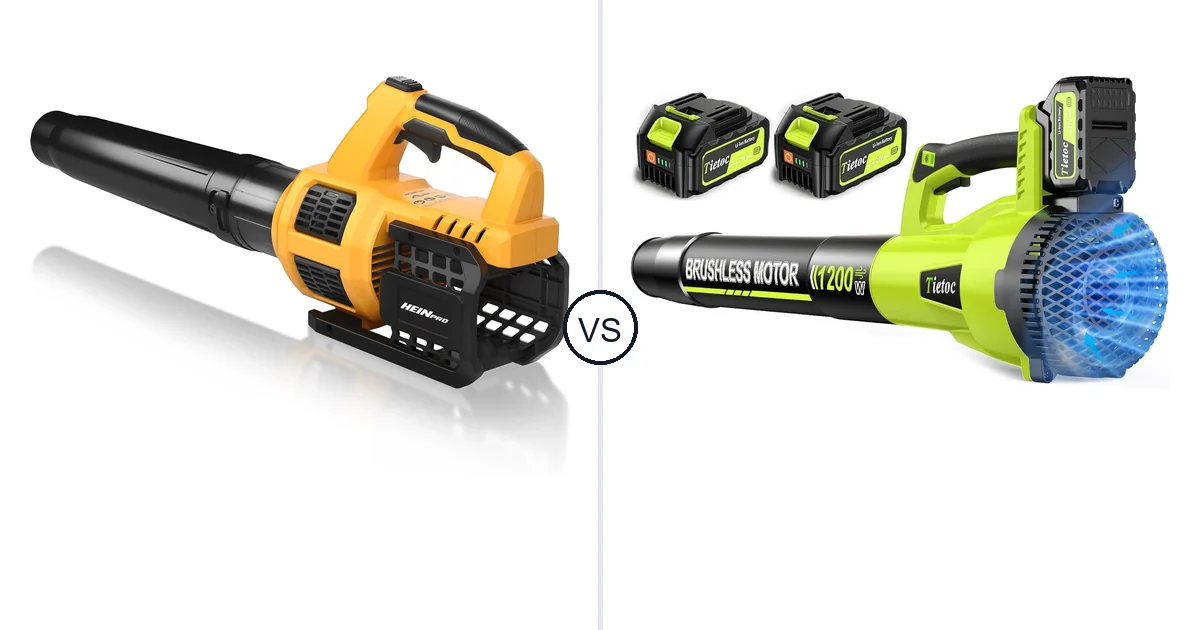 Comparison of HEINPRO Cordless Leaf Blower Compatible and tietoc 1200W