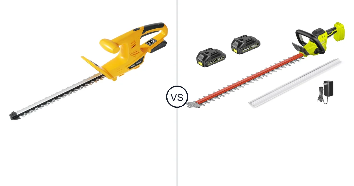 Comparison of Houselife Cordless Hedge Trimmer Compatible and KOMASTY 22 Inch Hedge Trimmer Cordless
