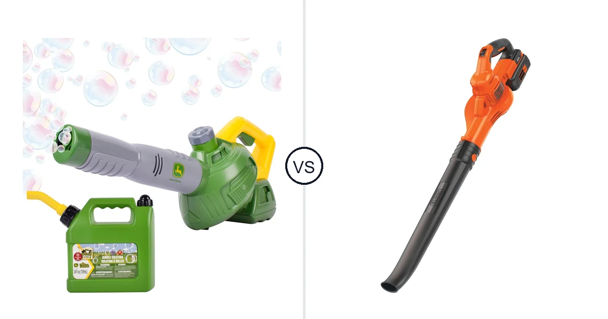 Comparison of John Deere Bubble Leaf Blower Toy for and BLACK+DECKER LSW40C