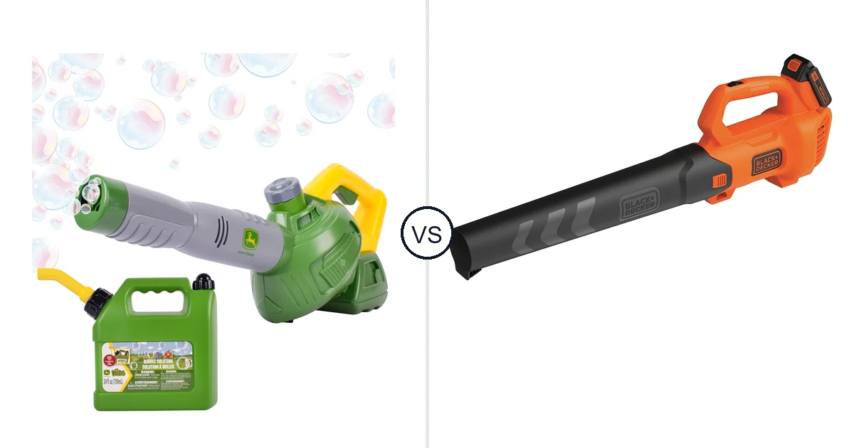 Comparison of John Deere Bubble Leaf Blower Toy for and BLACK+DECKER BCBL700D1