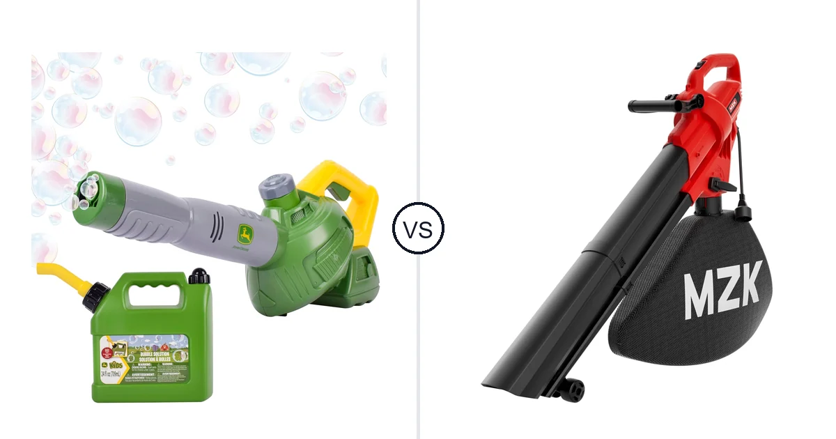 Comparison of John Deere Bubble Leaf Blower Toy for and MZK 1712