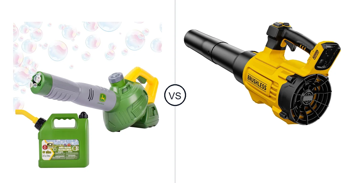 Comparison of John Deere Bubble Leaf Blower Toy for and Nelhalt CFM/125