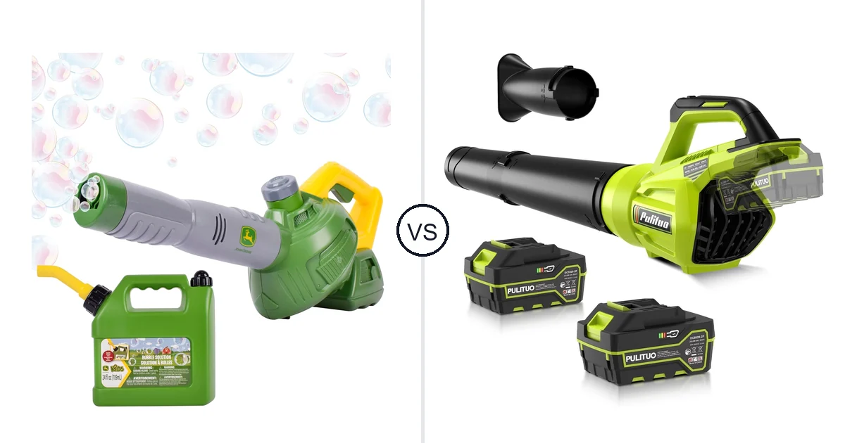 Comparison of John Deere Bubble Leaf Blower Toy for and PULITUO Leaf Blower Cordless