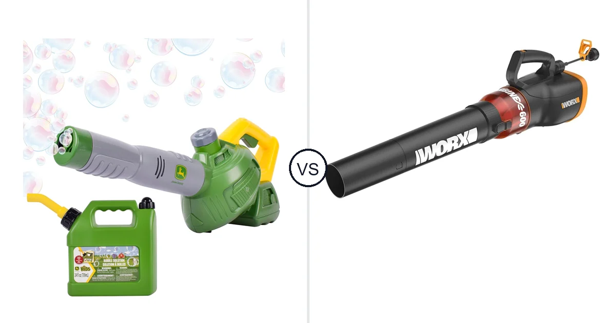 Comparison of John Deere Bubble Leaf Blower Toy for and WORX WG520