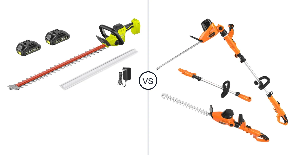 KOMASTY 22 Inch Hedge vs GARCARE 2 in 1 Electric Pole Hedge Trimmer
