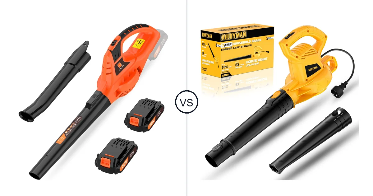 Comparison of Leisch Life Cordless Leaf Blower and Alloyman Corded Leaf Blower-yellow