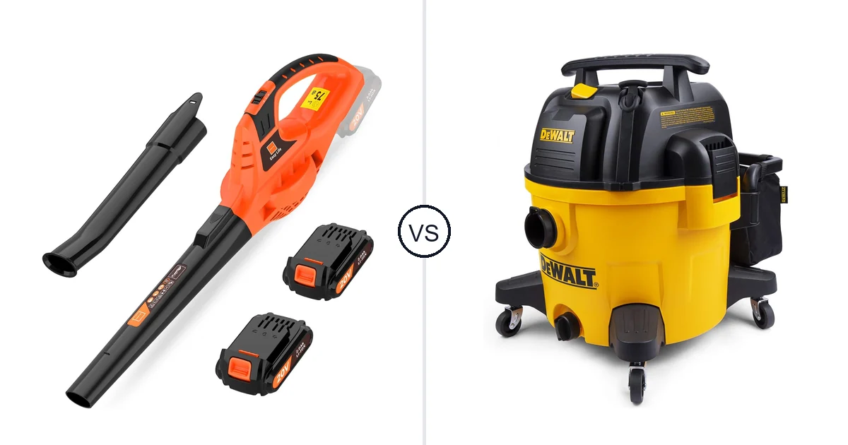 Comparison of Leisch Life Cordless Leaf Blower and DEWALT 9 Gallon Wet/Dry VAC