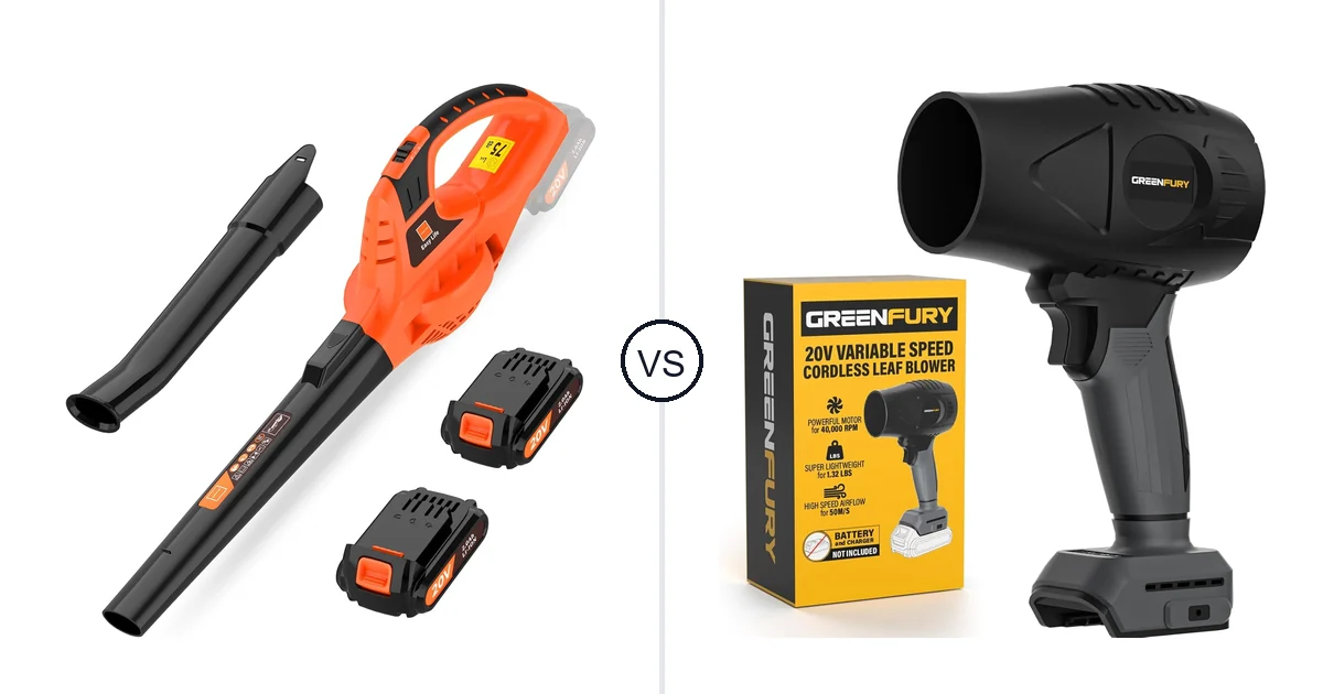 Comparison of Leisch Life Cordless Leaf Blower and GREENFURY Cordless Leaf Blower Compatible
