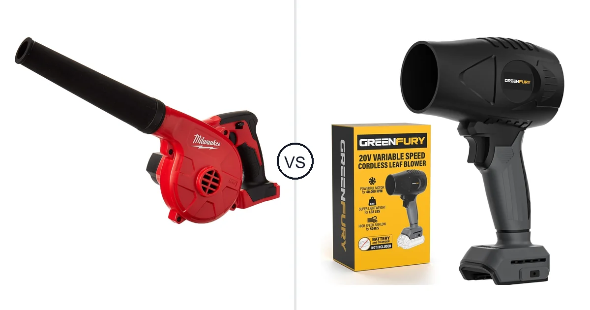 Comparison of Milwaukee 0884-20 and GREENFURY Cordless Leaf Blower Compatible