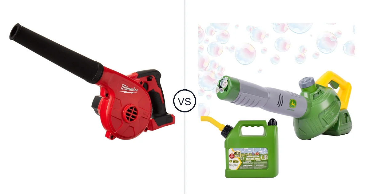 Comparison of Milwaukee 0884-20 and John Deere Bubble Leaf Blower Toy for