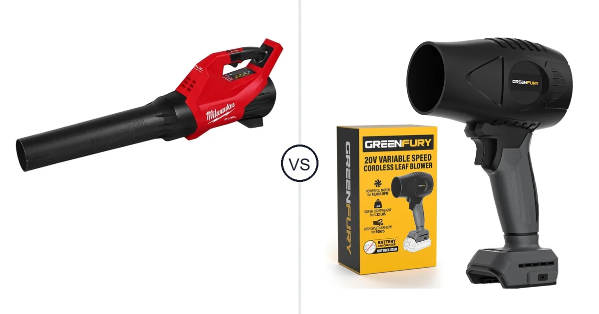 Comparison of Milwaukee 3017-20 and GREENFURY Cordless Leaf Blower Compatible