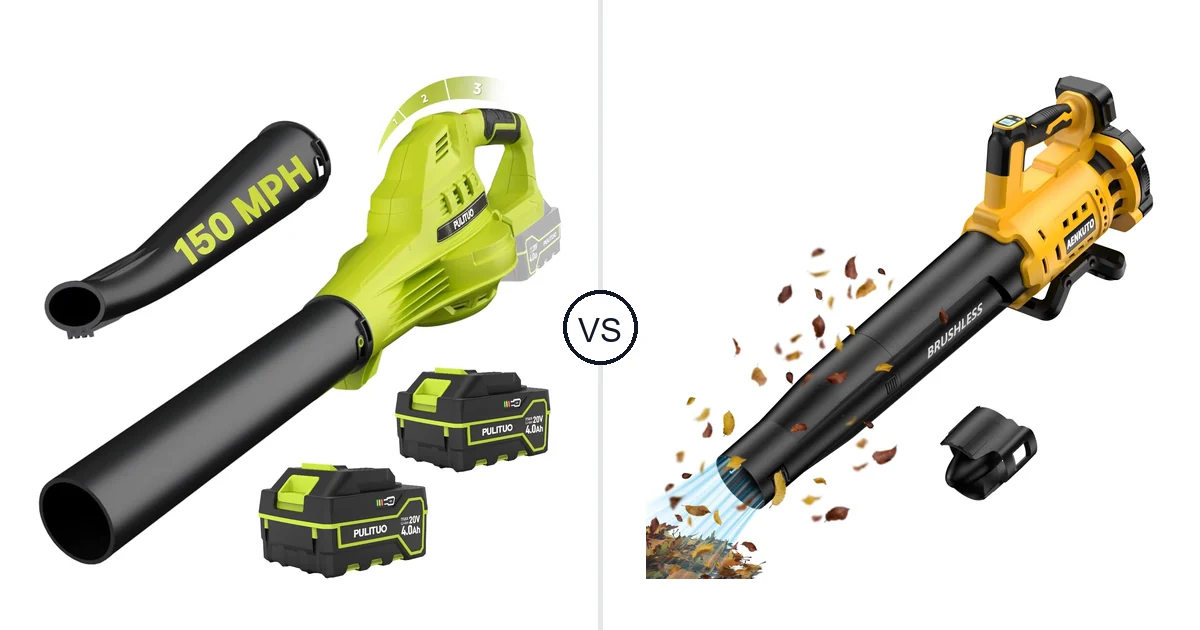 Comparison of PULITUO Updated 4.0 Batteries, Green and Aenkuto Cordless Leaf Blower for DEWALT 20V