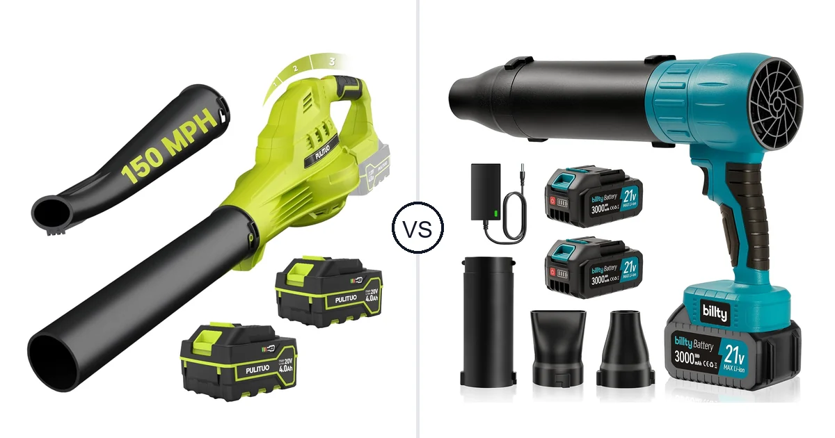 Comparison of PULITUO Updated 4.0 Batteries, Green and billty Cordless Leaf Blower