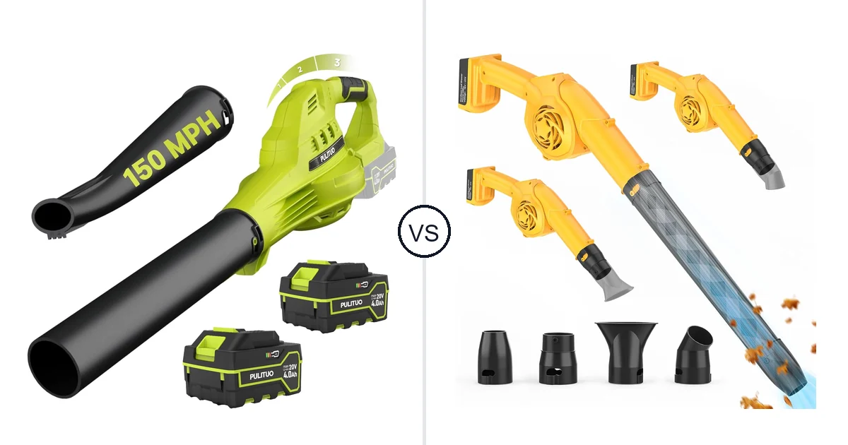 Comparison of PULITUO Updated 4.0 Batteries, Green and denqir Leaf Blower