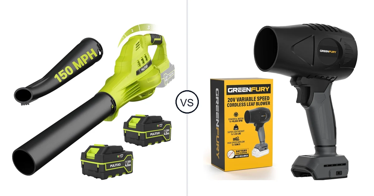 Comparison of PULITUO Updated 4.0 Batteries, Green and GREENFURY Cordless Leaf Blower Compatible