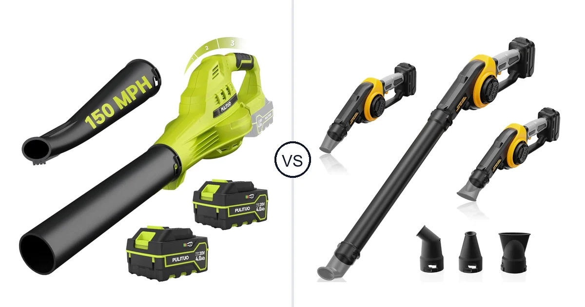 Comparison of PULITUO Updated 4.0 Batteries, Green and HEINPRO Cordless Leaf Blower Compatible
