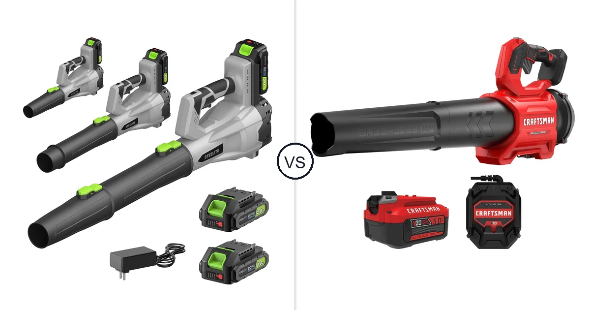 Comparison of Steelite 21V and CRAFTSMAN CRAFTSMAN V20* BRUSHLESS RP Blower (5.0Ah)