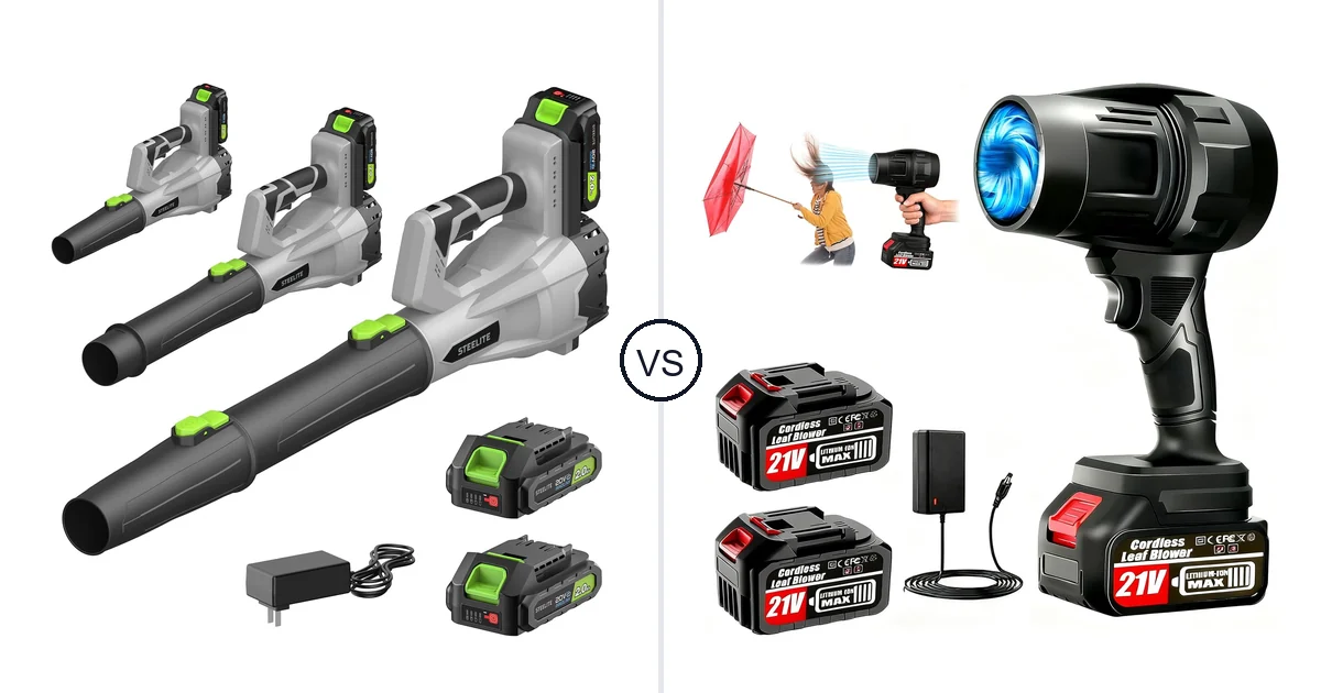 Comparison of Steelite 21V and Vopot Cordless Leaf Blower