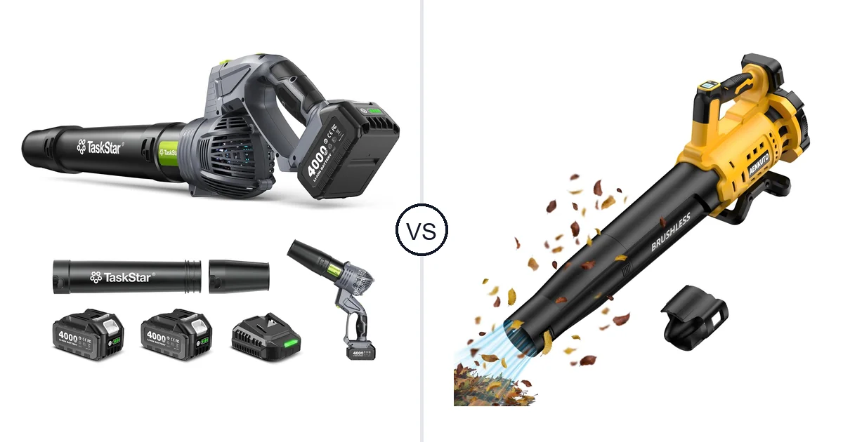 Comparison of TaskStar Cordless Rotary Leaf Blower and Aenkuto Cordless Leaf Blower for DEWALT 20V