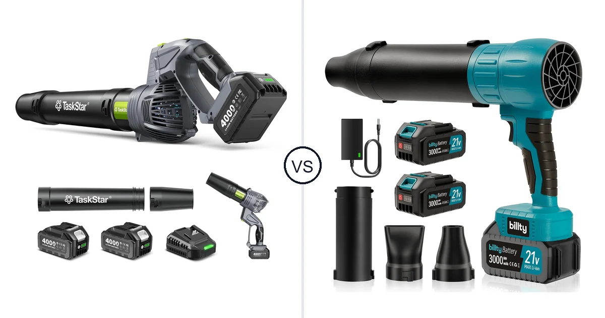 Comparison of TaskStar Cordless Rotary Leaf Blower and billty Cordless Leaf Blower