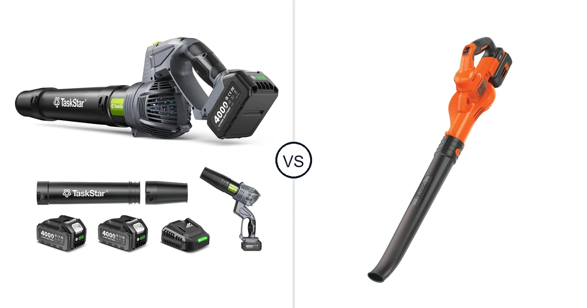Comparison of TaskStar Cordless Rotary Leaf Blower and BLACK+DECKER LSW40C