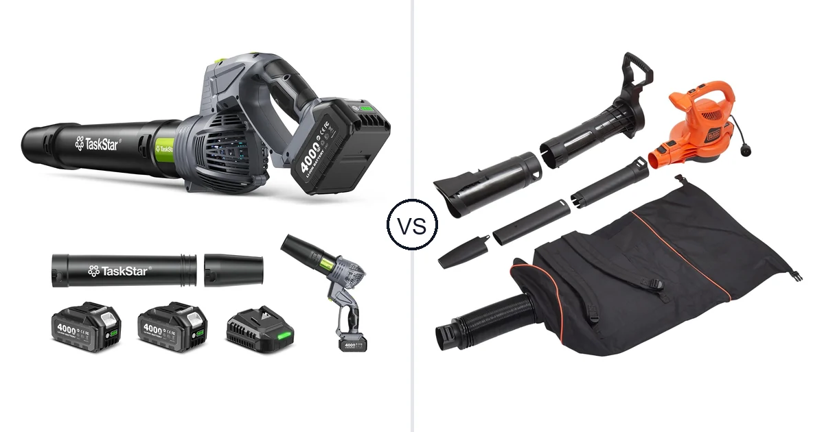 Comparison of TaskStar Cordless Rotary Leaf Blower and BLACK+DECKER BEBL7000
