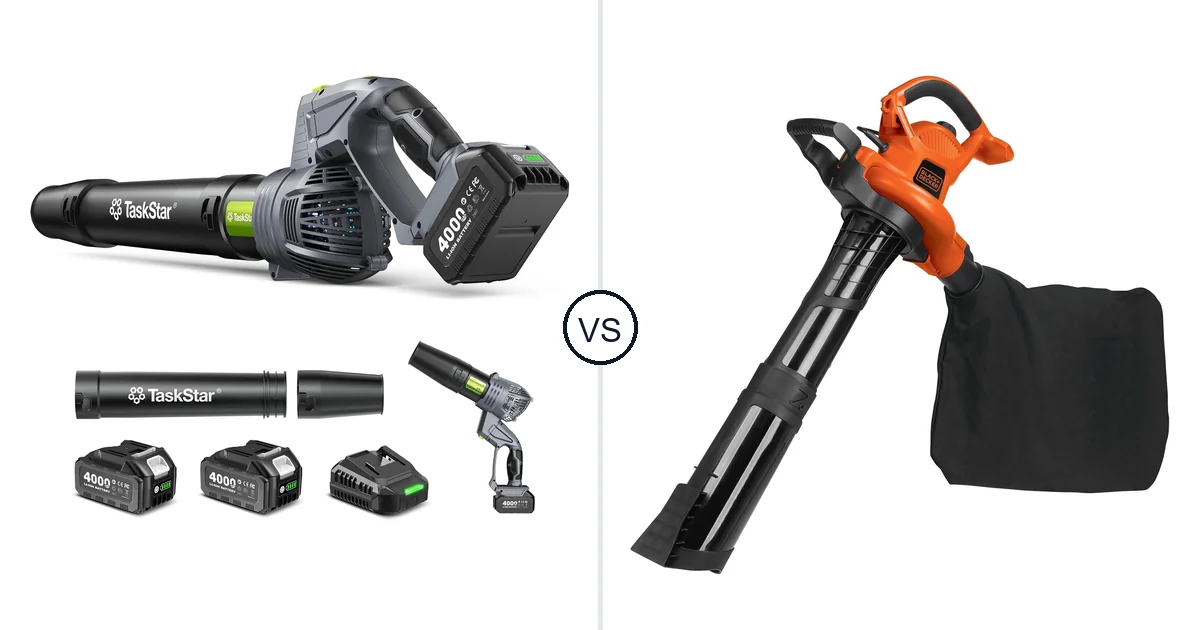 Comparison of TaskStar Cordless Rotary Leaf Blower and BLACK+DECKER BV6000