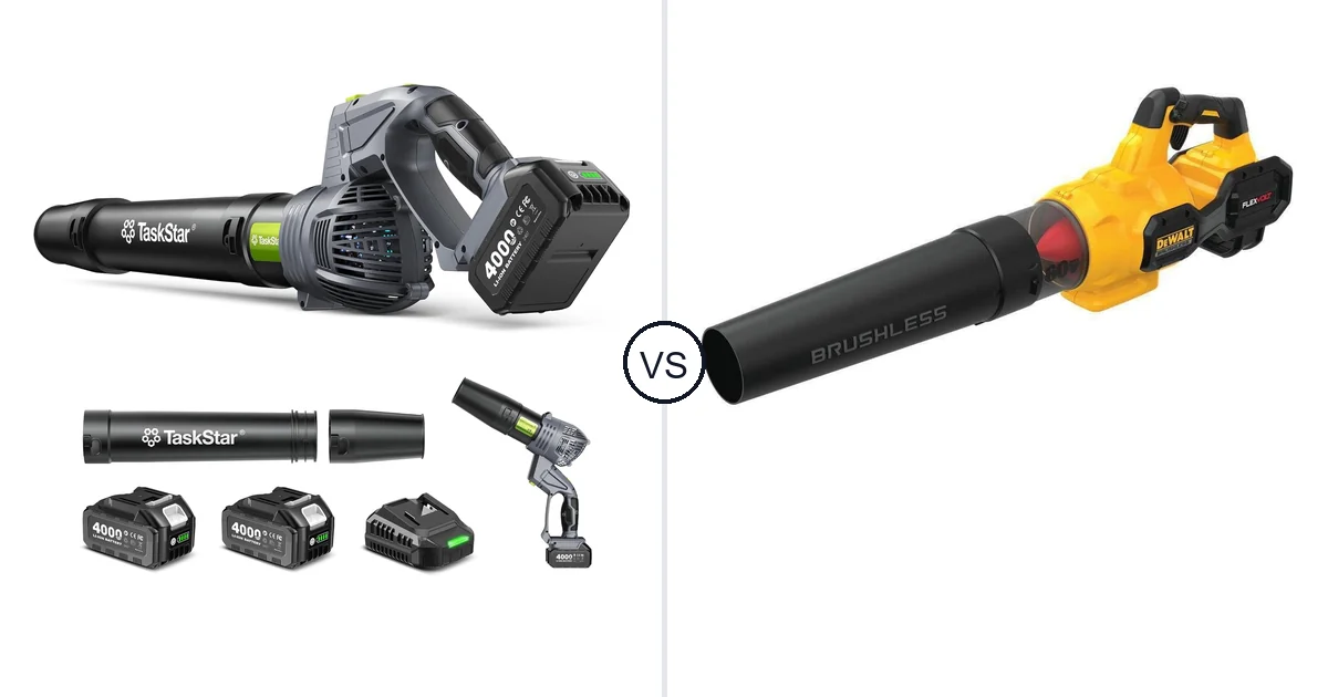 Comparison of TaskStar Cordless Rotary Leaf Blower and DEWALT Handheld