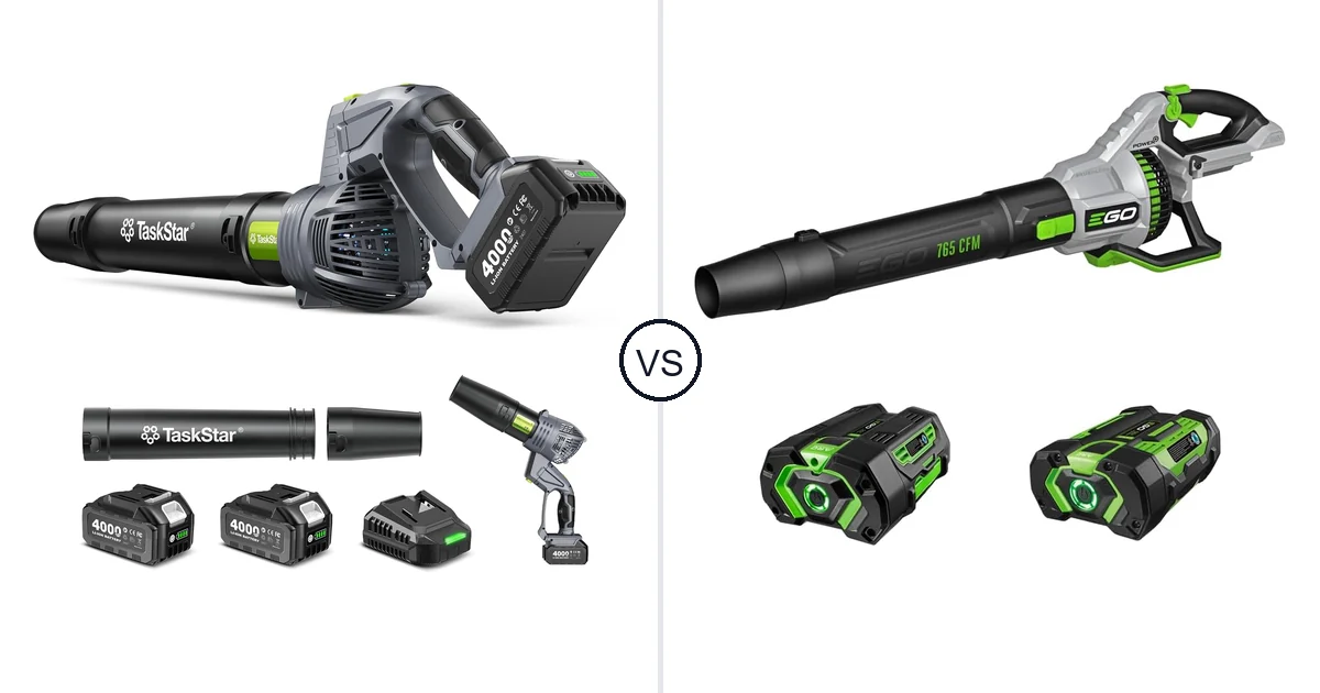 Comparison of TaskStar Cordless Rotary Leaf Blower and EGO Power+ LB7654