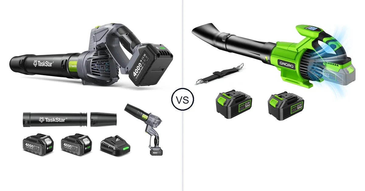 Comparison of TaskStar Cordless Rotary Leaf Blower and GNQRQ CLB-001