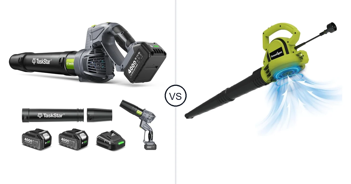 Comparison of TaskStar Cordless Rotary Leaf Blower and GRASSTIGON Grasstigon Leaf Blower