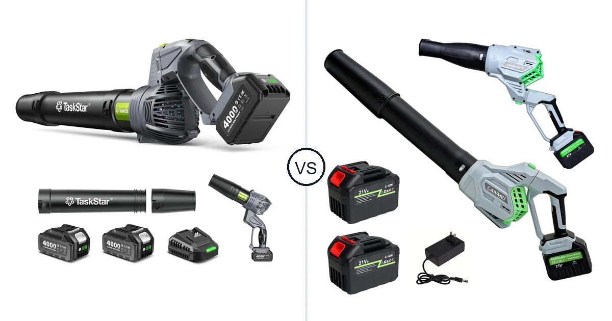 Comparison of TaskStar Cordless Rotary Leaf Blower and LANMEI 146MPH