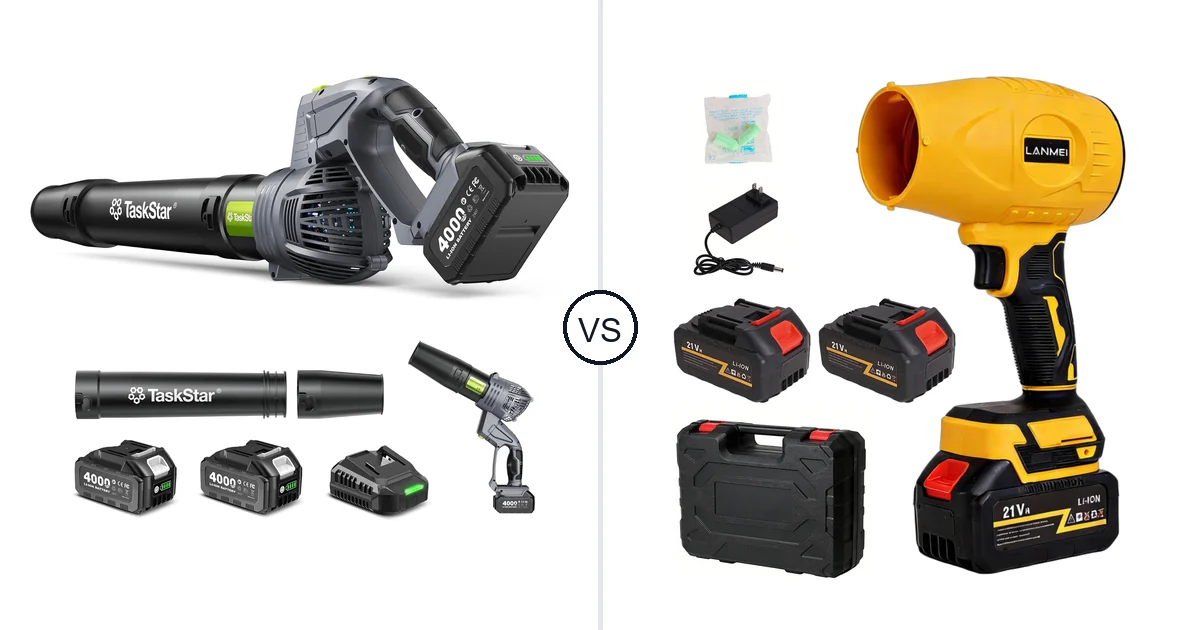 Comparison of TaskStar Cordless Rotary Leaf Blower and LANMEI 21V