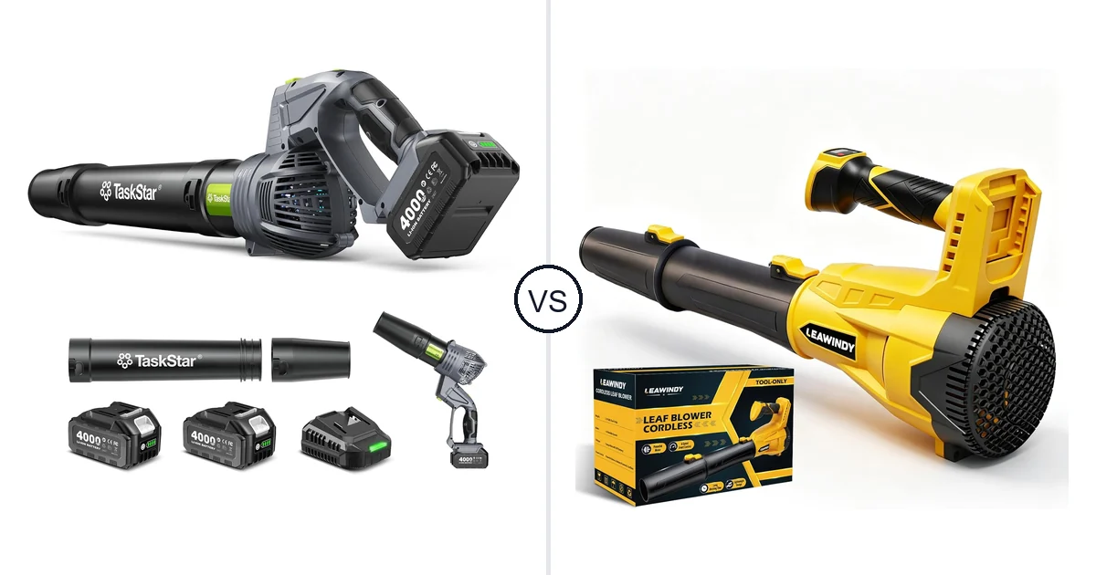 Comparison of TaskStar Cordless Rotary Leaf Blower and LEAWINDY LEAWINDY005