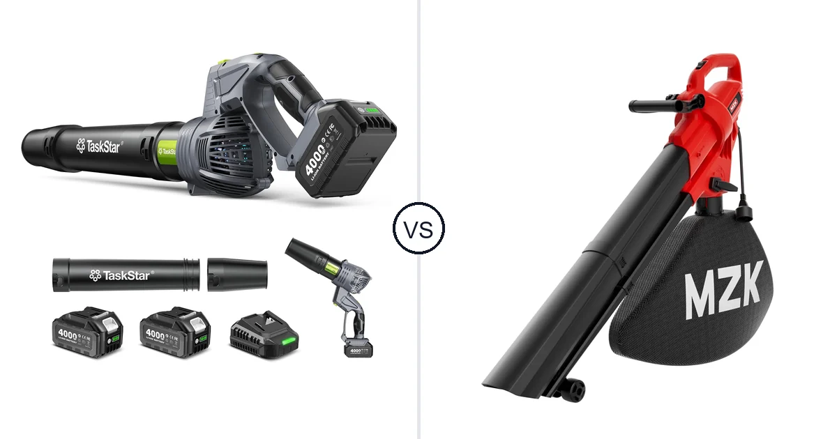 Comparison of TaskStar Cordless Rotary Leaf Blower and MZK 1712