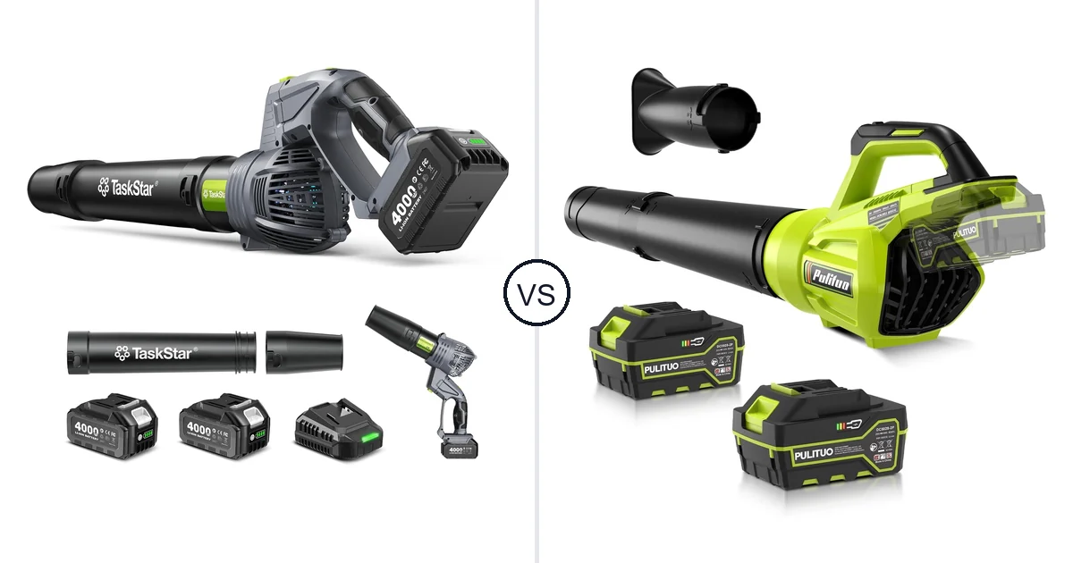 Comparison of TaskStar Cordless Rotary Leaf Blower and PULITUO Leaf Blower Cordless