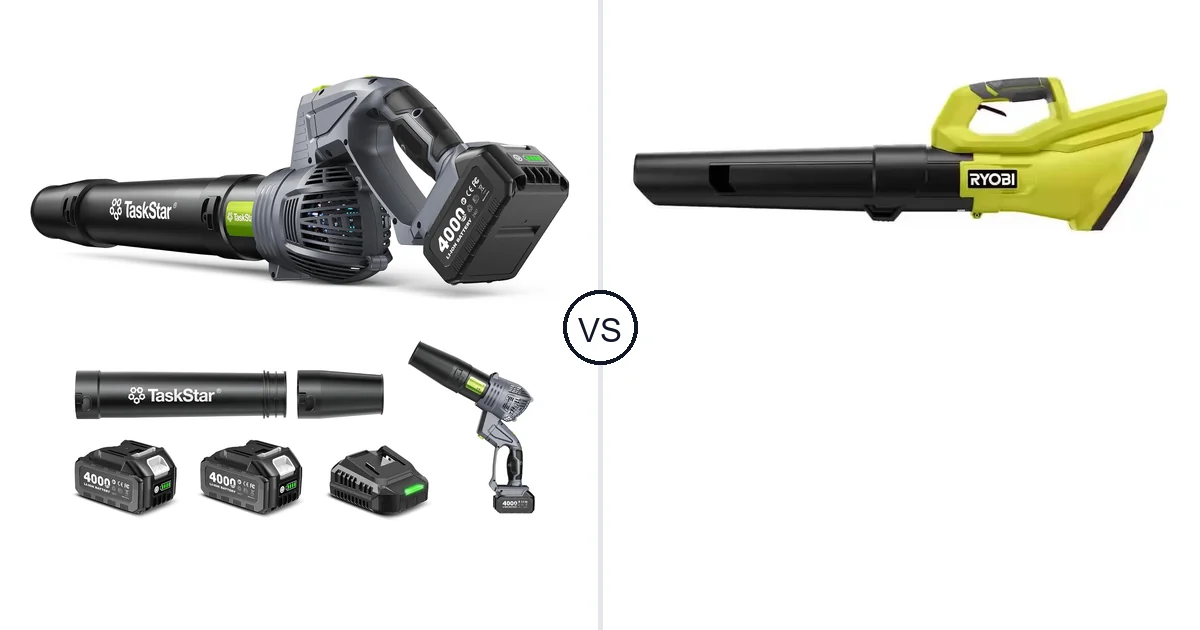 Comparison of TaskStar Cordless Rotary Leaf Blower and RYOBI RY40LB01B