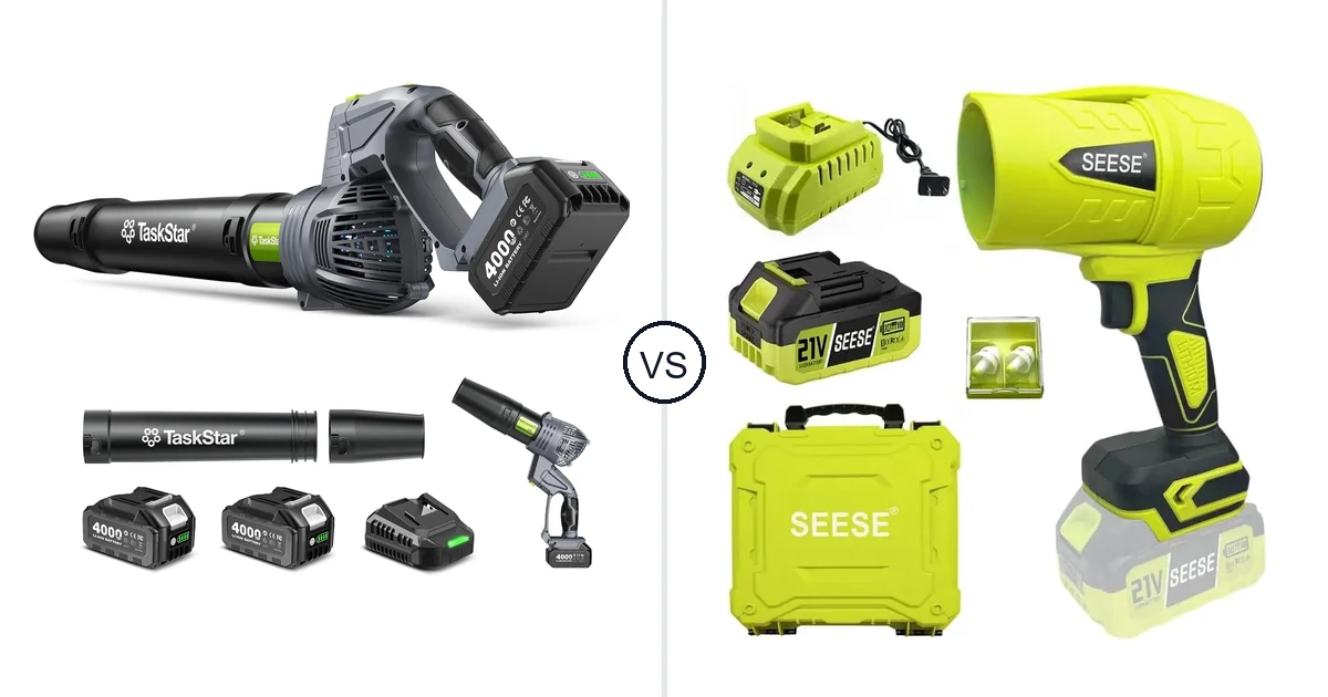 TaskStar Cordless Rotary vs SEESE MT5S2P: Leaf Blower Comparison