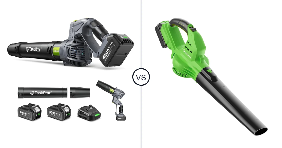 Comparison of TaskStar Cordless Rotary Leaf Blower and sunchers lbto